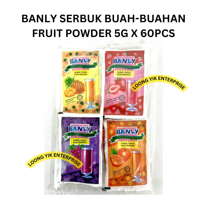 BANLY SERBUK BUAH-BUAHAN FRUIT POWDER 5G X 60PCS