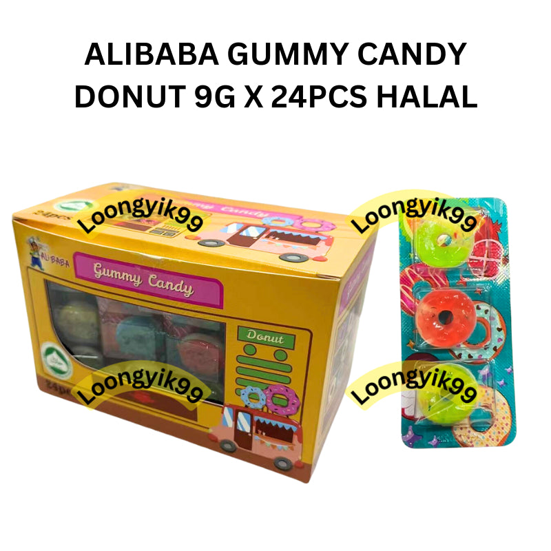 ALIBABA GUMMY CANDY DONUT 9G X 24PCS HALAL