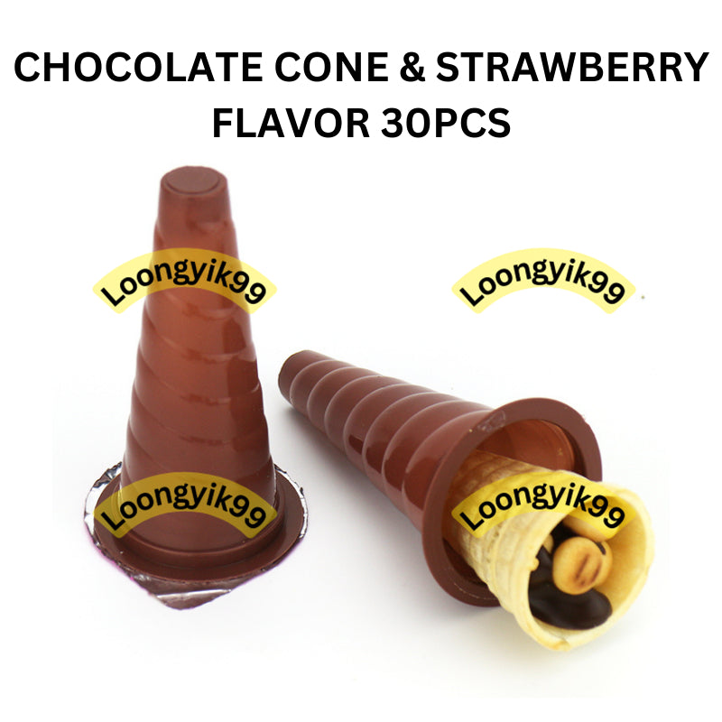 CHOCOLATE CONE & STRAWBERRY FLAVOR 30PCS HALAL