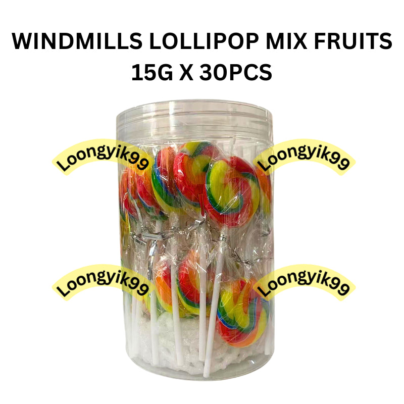 WINDMILLS LOLLIPOP MIX FRUITS 15G X 30PCS HALAL