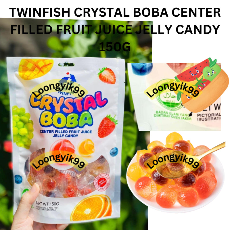 TWINFISH CRYSTAL BOBA CENTER FILLED FRUIT JUICE JELLY CANDY 150G