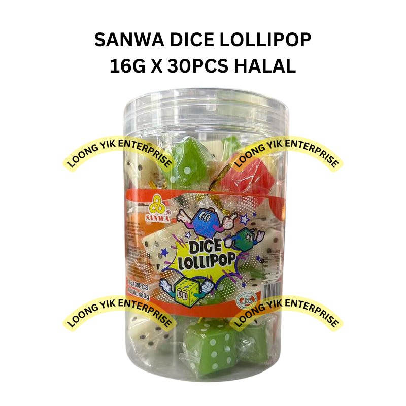 SANWA DICE LOLLIPOP 16G X 30PCS HALAL