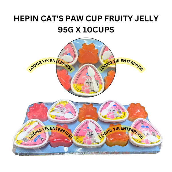 HEPIN CAT'S PAW CUP FRUITY JELLY 95G X 10CUPS HALAL