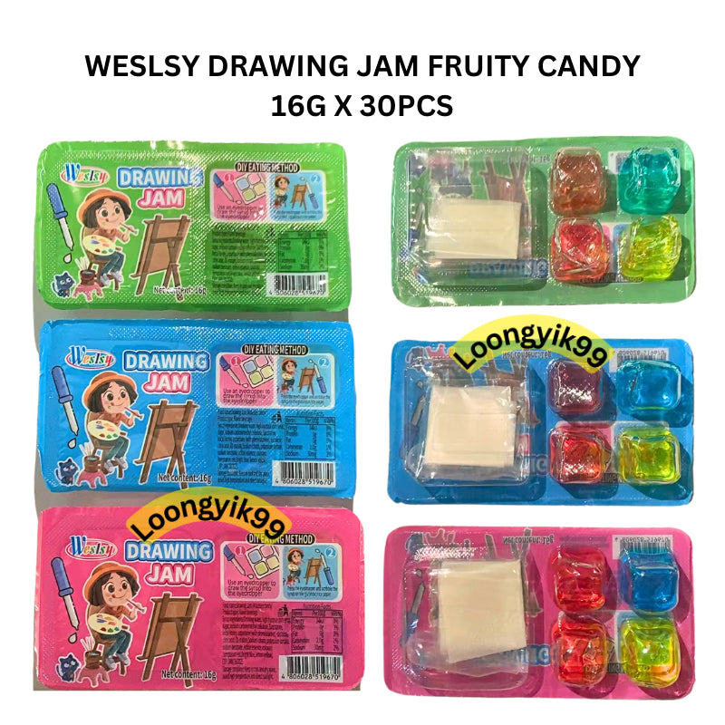 WESLSY DRAWING JAM FRUITY CANDY 16G X 30PCS HALAL