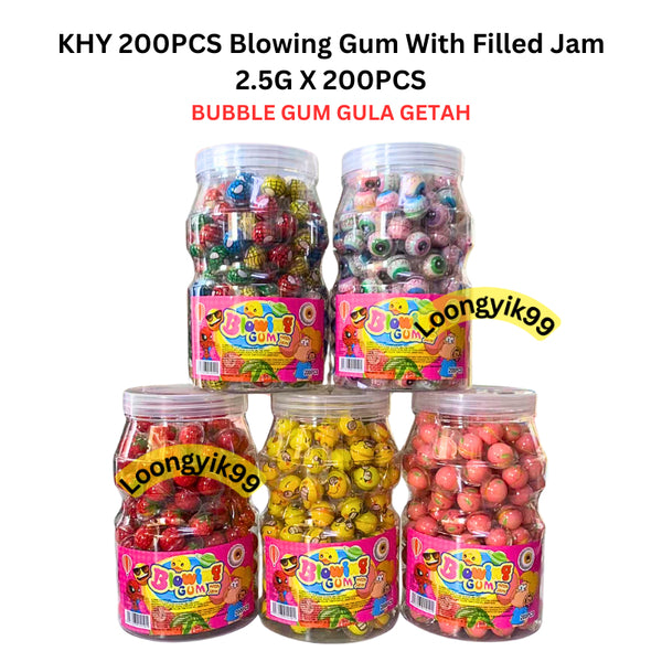 KHY 200PCS Blowing Gum With Filled Jam BUBBLE GUM CANDY GULA GETAH 2.5G X 200PCS HALAL