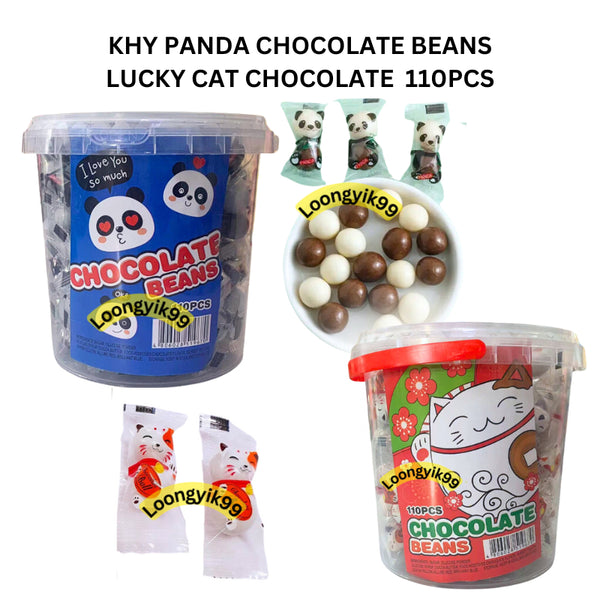 KHY PANDA CHOCOLATE / LUCKY CAT CHOCOLATE BEANS 110PCS HALAL