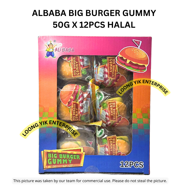 ALBABA BIG BURGER GUMMY 50G X 12PCS HALAL