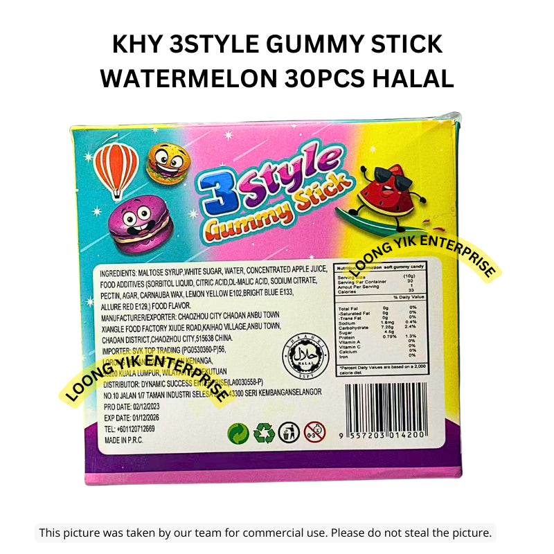 KHY 3STYLE GUMMY STICK WATERMELON 30PCS HALAL