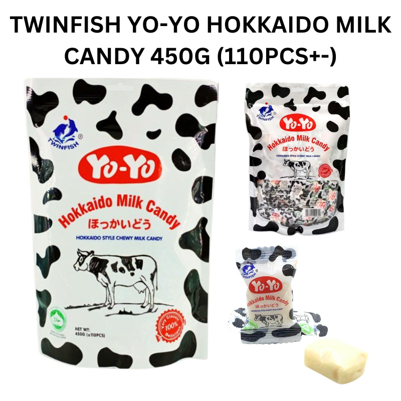 *Halal* 450G TWINFISH YO-YO HOKKAIDO MILK CANDY (110PCS+-)