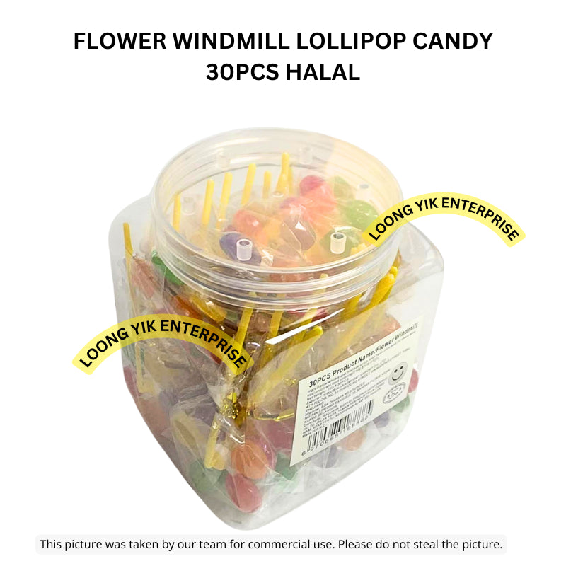 FLOWER WINDMILL LOLLIPOP CANDY 30PCS HALAL