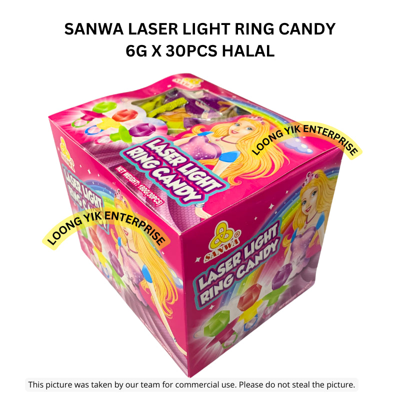 SANWA LASER LIGHT RING CANDY 30PCS HALAL