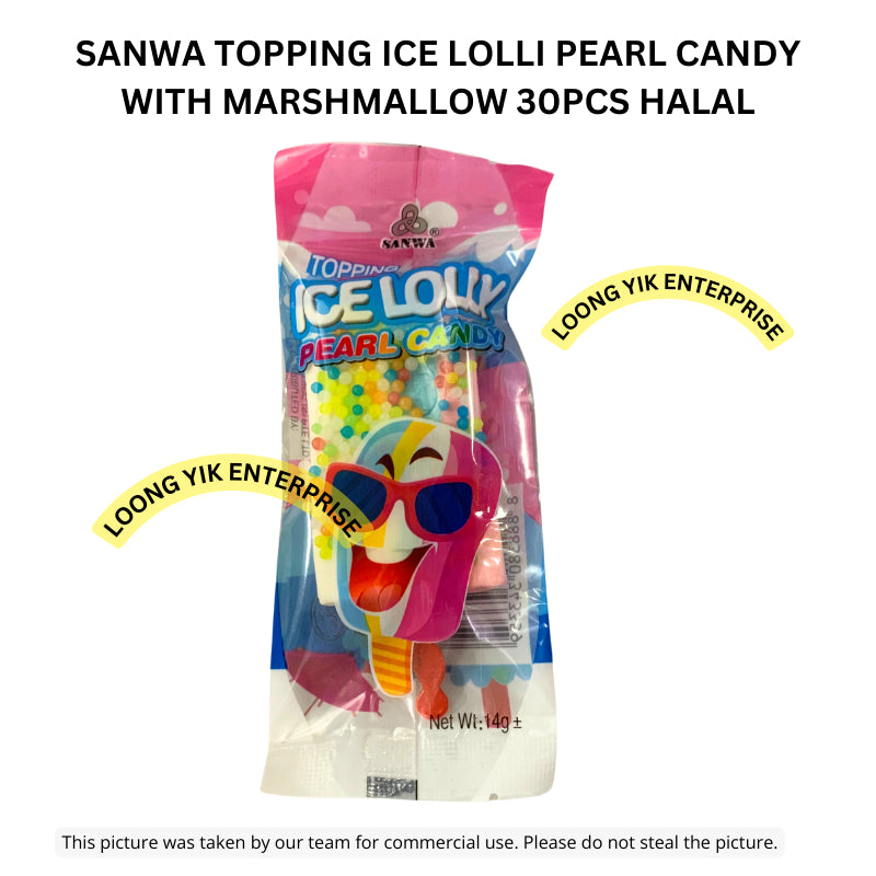 SANWA TOPPING ICE LOLLY PEARL CANDY WITH MARSHMALLOW 30PCS HALAL