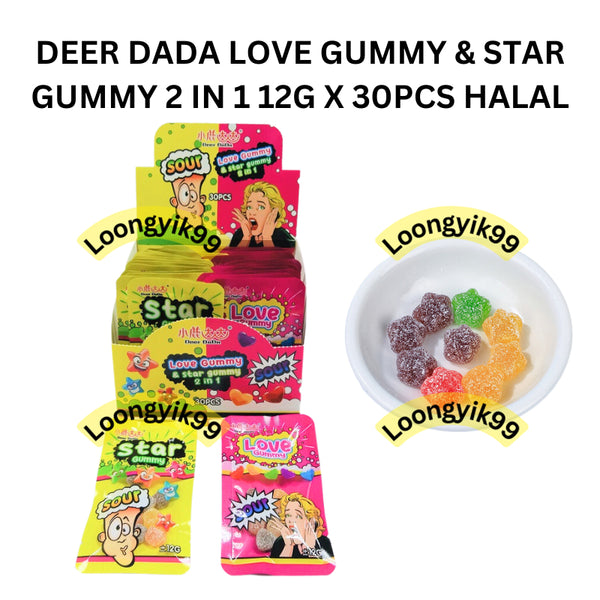 DEER DADA LOVEE GUMMY & STAR GUMMY 2 IN 1 12G X 30PCS HALAL