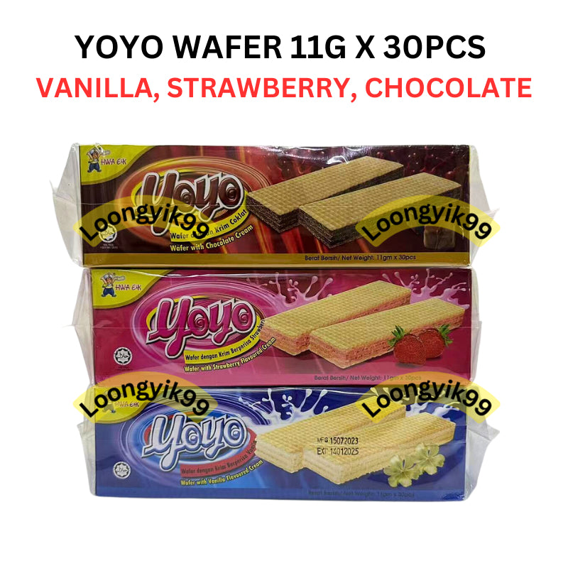 YOYO WAFER 11G X 30PCS (VANILLA, STRAWBERRY, CHOCOLATE) HALAL