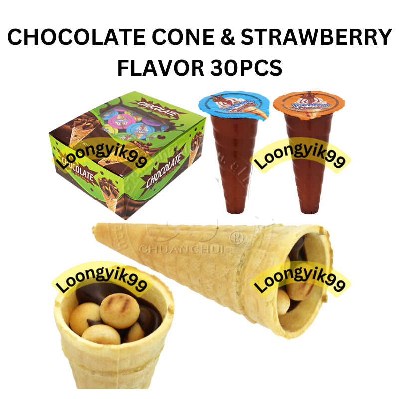 CHOCOLATE CONE & STRAWBERRY FLAVOR 30PCS HALAL