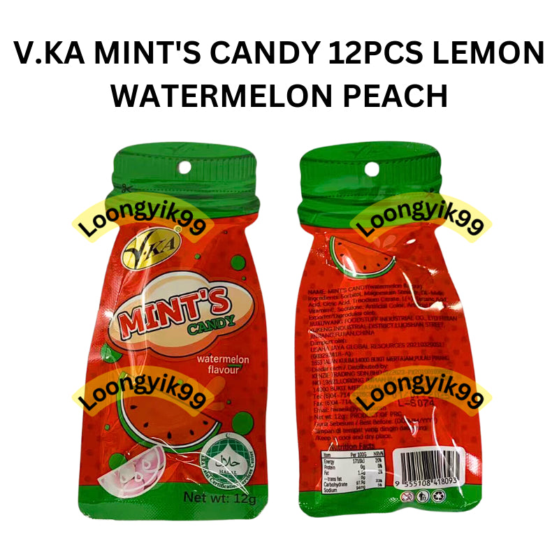 V.KA MINT'S CANDY 12PCS LEMON WATERMELON PEACH