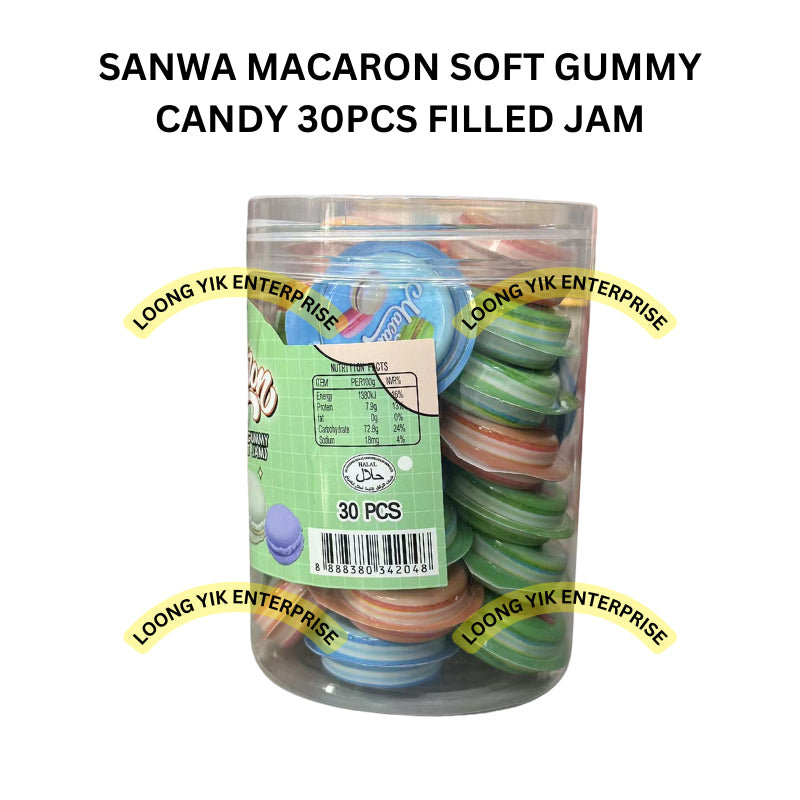 SANWA MACARON SOFT GUMMY CANDY 30PCS FILLED JAM