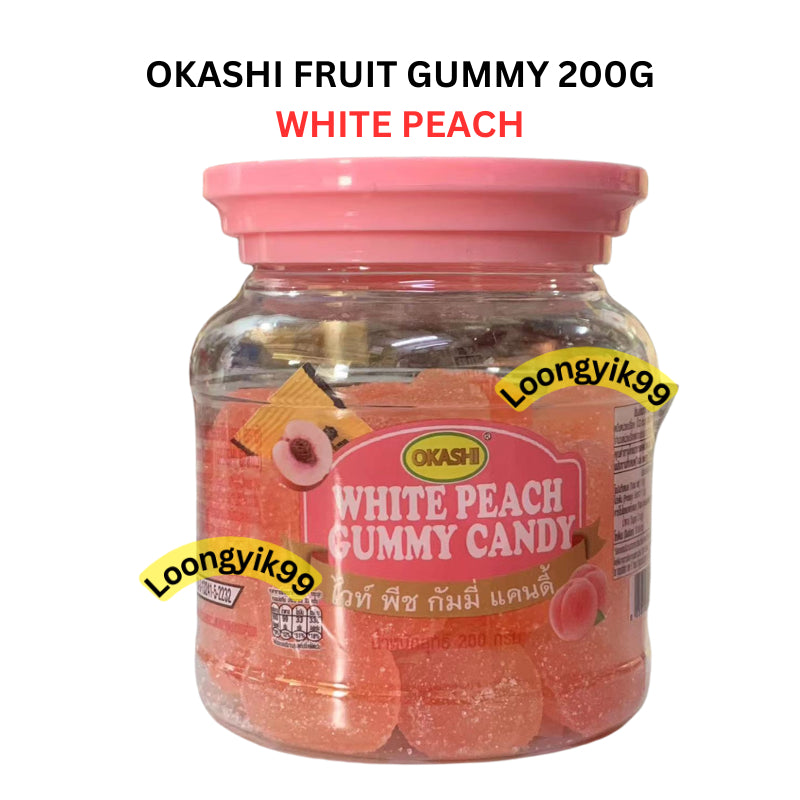 OKASHI FRUIT GUMMY 200G PEACH GRAPE ORANGE STRAWBERRY HALAL