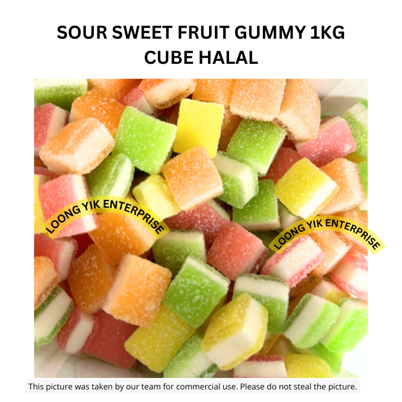 SOUR SWEET FRUIT GUMMY 1KG CONE/CUBE HALAL