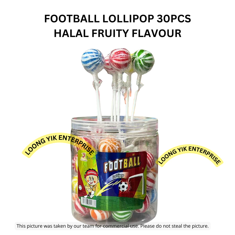 FOOTBALL LOLLIPOP 30CPCS FRUITY FLAVOUR LOONG LOONG BRAND HALAL