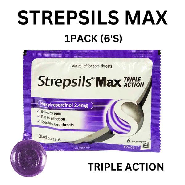 1Packet Strepsils Max Triple Action Blackcurrant (6's)