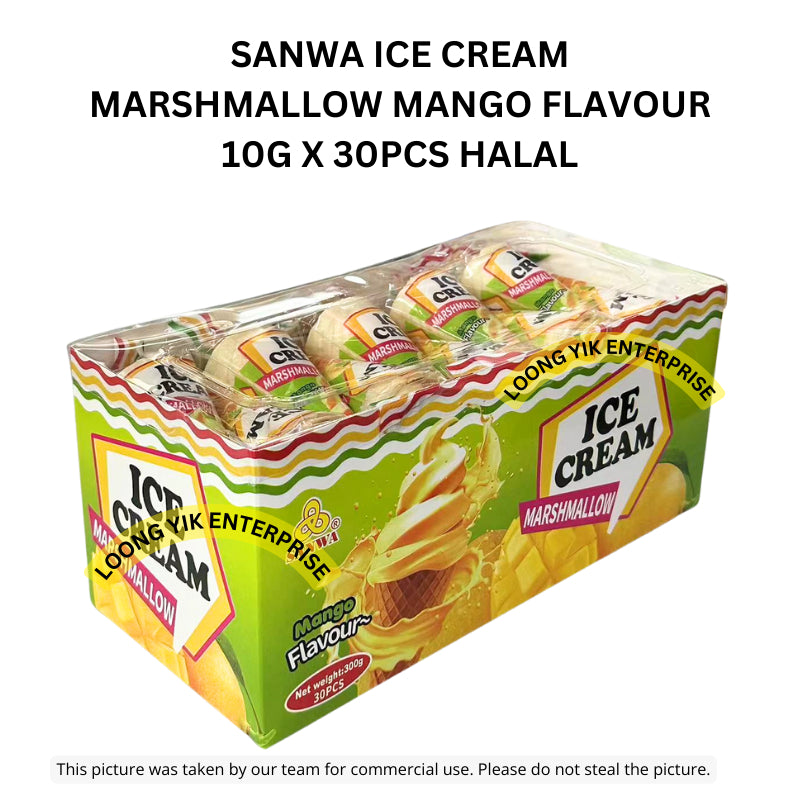 SANWA ICE CREAM MARSHMALLOW MANGO FLAVOUR 10G X 30PCS HALAL