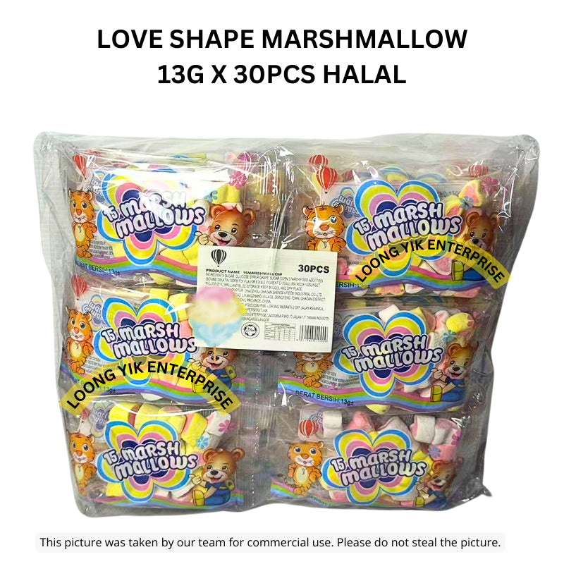 LOVE SHAPE MARSHMALLOW 13G X 30PCS HALAL