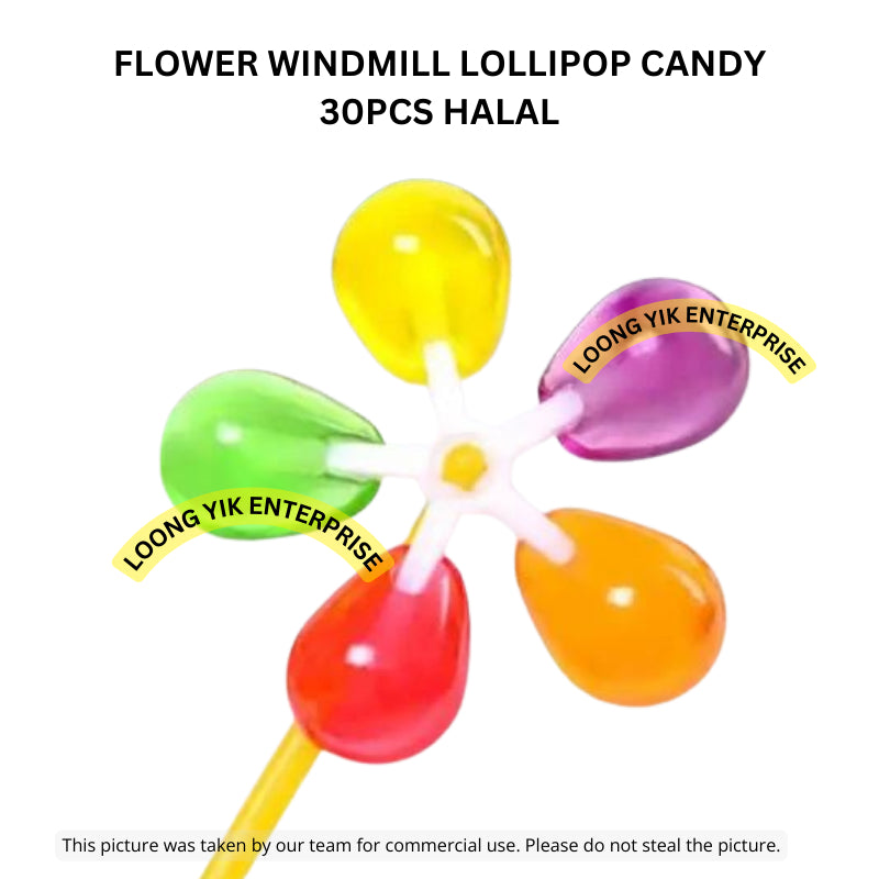 FLOWER WINDMILL LOLLIPOP CANDY 30PCS HALAL