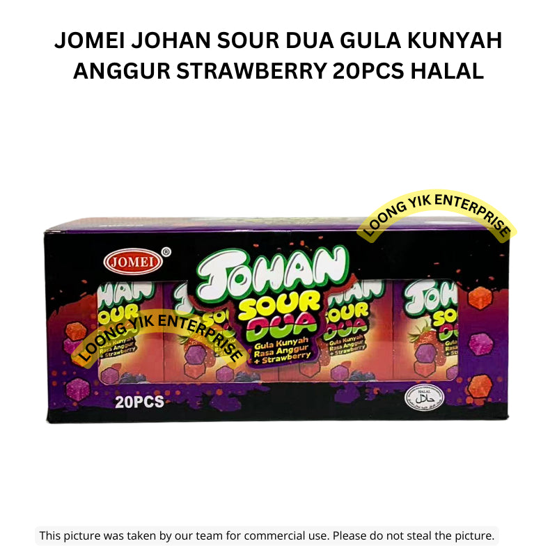 JOMEI JOHAN SOUR DUA GULA KUNYAH ANGGUR STRAWBERRY 20PCS HALAL