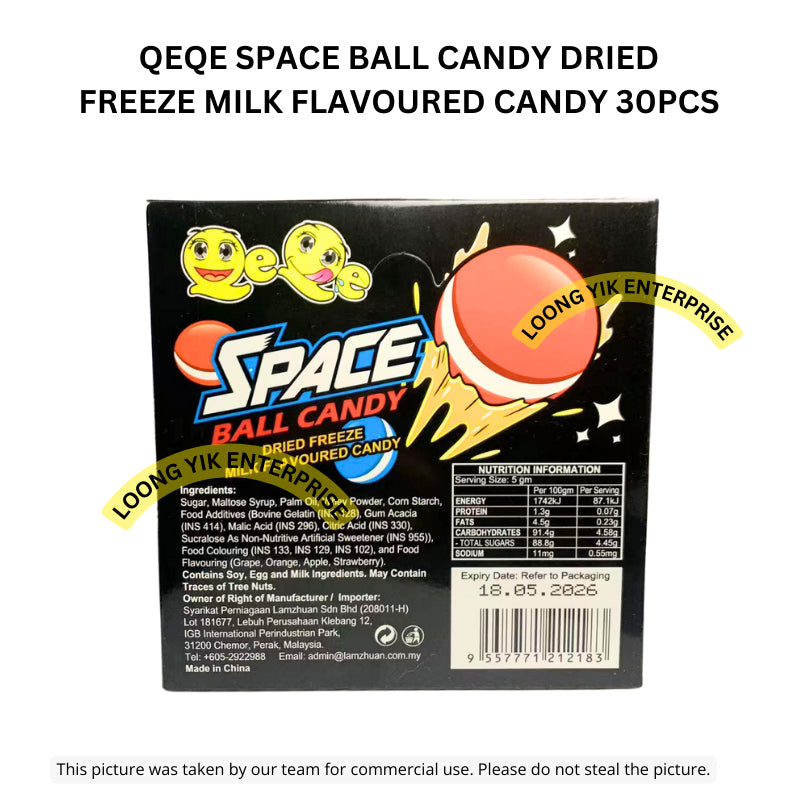 QEQE SPACE BALL CANDY DRIED FREEZE MILK FLAVOURED CANDY 30PCS