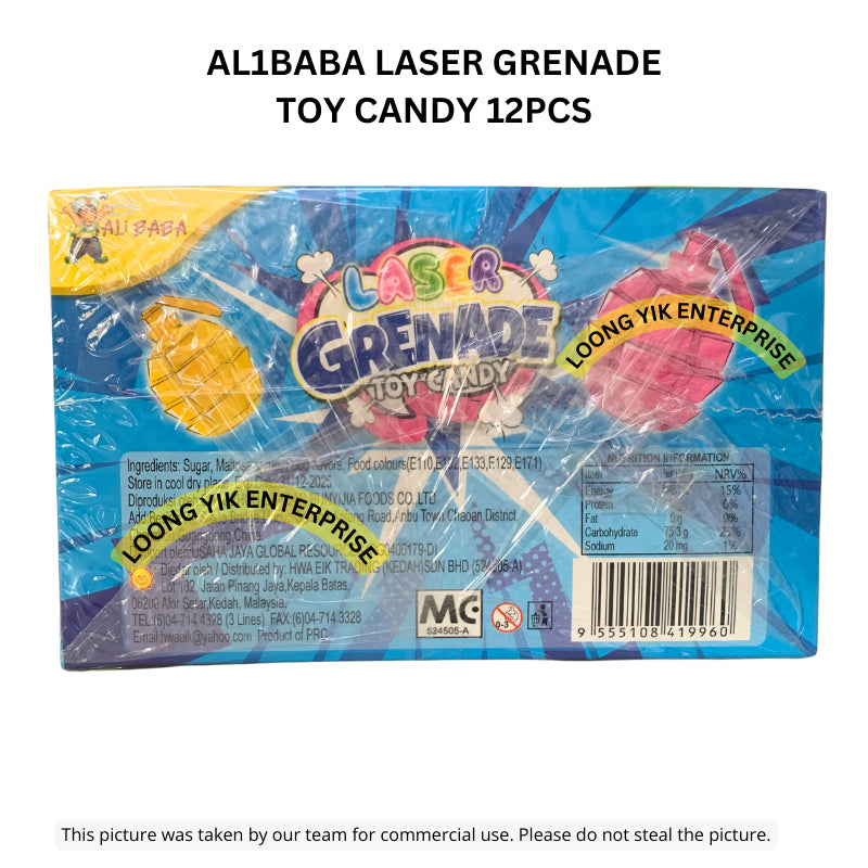 AL1BABA LASER GRENADE TOY CANDY 12PCS