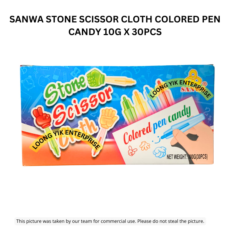 SANWA STONE SCISSOR CLOTH COLORED PEN CANDY 10G X 30PCS