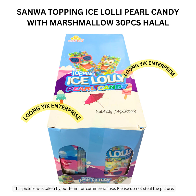 SANWA TOPPING ICE LOLLY PEARL CANDY WITH MARSHMALLOW 30PCS HALAL