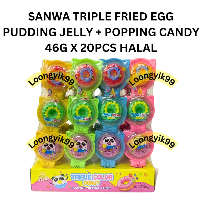 SANWA TRIPLE FRIED EGG PUDDING JELLY + POPPING CANDY 46G X 20PCS HALAL