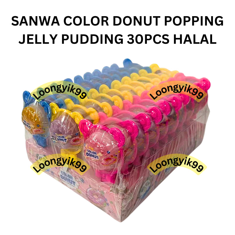 SANWA COLOR DONUT POPPING JELLY PUDDING 30PCS HALAL