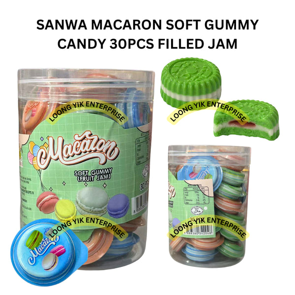 SANWA MACARON SOFT GUMMY CANDY 30PCS FILLED JAM