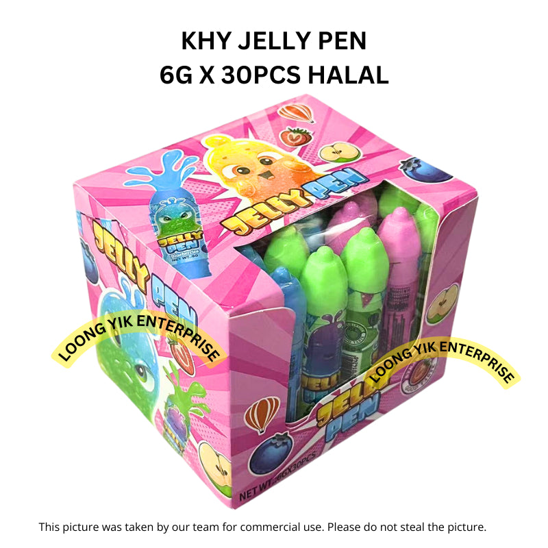 KHY JELLY PEN 6G X 30PCS HALAL FRUITY FLAVOUR GEL CANDY