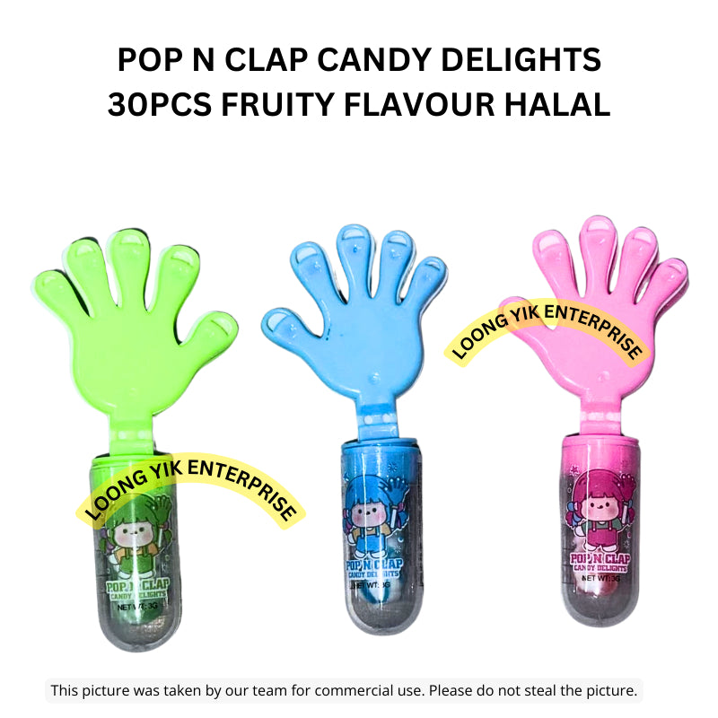 POP N CLAP CANDY DELIGHTS 30PCS FRUITY FLAVOUR HALAL