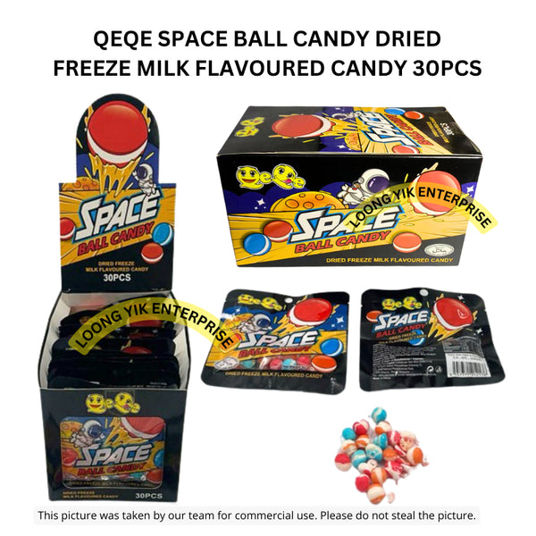 QEQE SPACE BALL CANDY DRIED FREEZE MILK FLAVOURED CANDY 30PCS