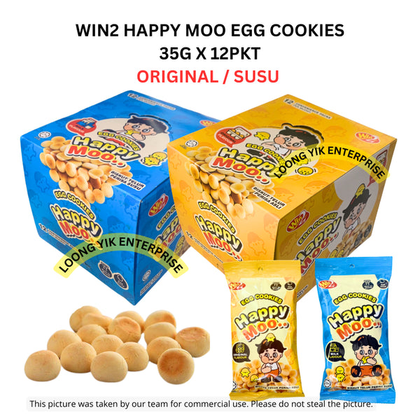 WIN2 HAPPY MOO EGG COOKIES 12PEK ORIGINAL / SUSU 35G X 12PKT