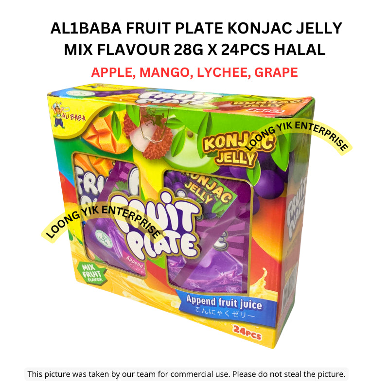 AL1BABA FRUIT PLATE KONJAC JELLY MIX FLAVOUR 28G X 24PCS HALAL