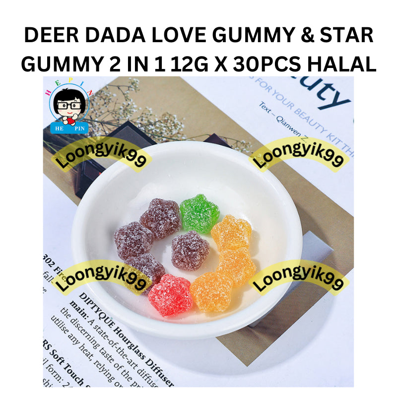 DEER DADA LOVEE GUMMY & STAR GUMMY 2 IN 1 12G X 30PCS HALAL