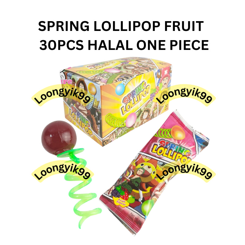 SPRING LOLLIPOP FRUIT FLAVOR 30PCS HALAL ONE PIECE