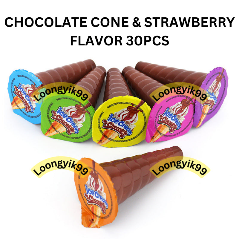 CHOCOLATE CONE & STRAWBERRY FLAVOR 30PCS HALAL