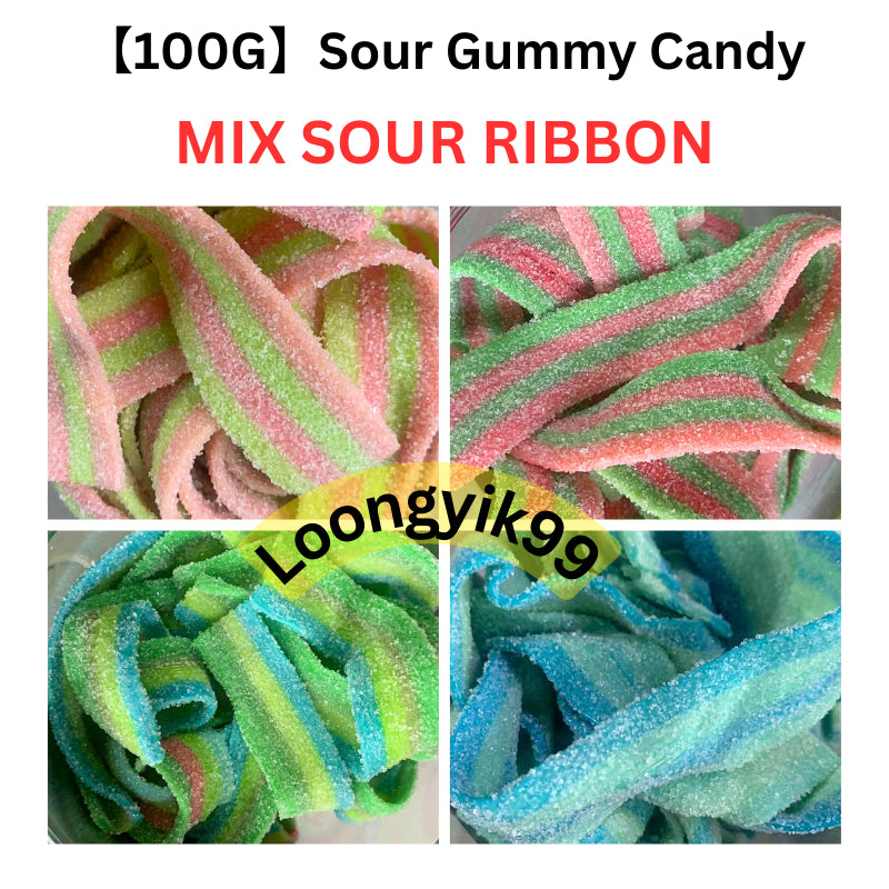 【100G】Halal Gummy Sour Mix Candy viral Donut Sweet Candy Cola Worm Blue Shark Sweet Ribbon Fried Egg Halal