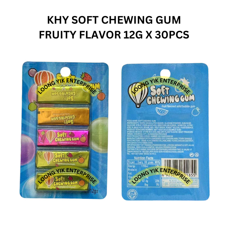 KHY SOFT CHEWING GUM FRUITY FLAVOR 12G X 30PCS HALAL