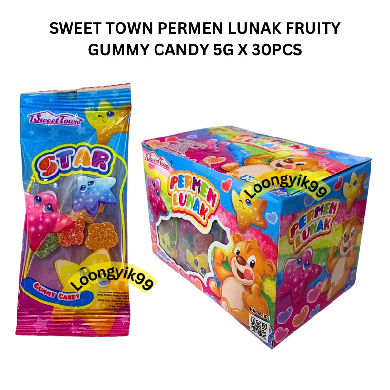 SWEET TOWN PERMEN LUNAK FRUITY GUMMY CANDY 5G X 30PCS HALAL