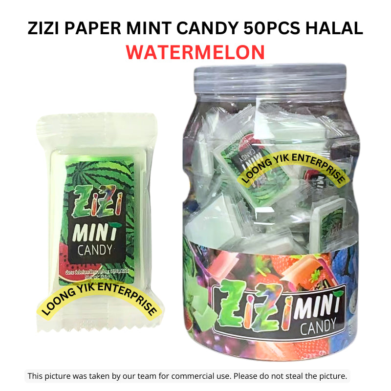 ZIZI PAPER MINT CANDY 50PCS HALAL STRAWBERRY / GRAPE HALAL