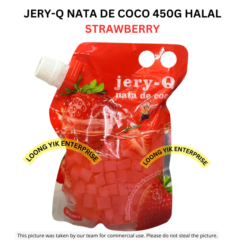 JERY-Q NATA DE COCO 450G GRAPE/MANGO/STRAWBERRY/LITCHEE HALAL