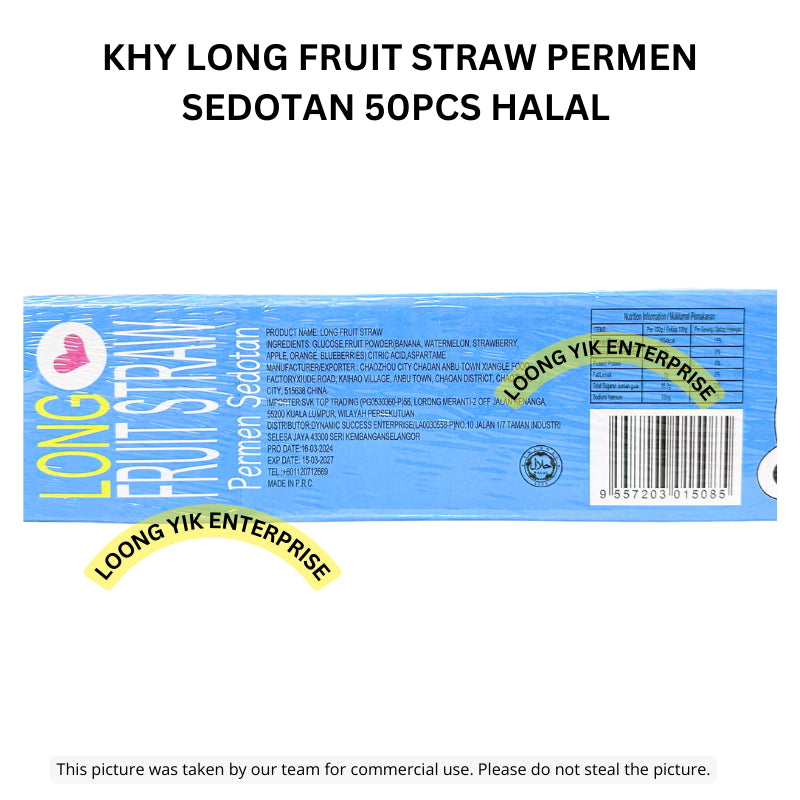 KHY LONG FRUIT STRAW PERMEN SEDOTAN 50PCS HALAL FRUITY FLAVOR